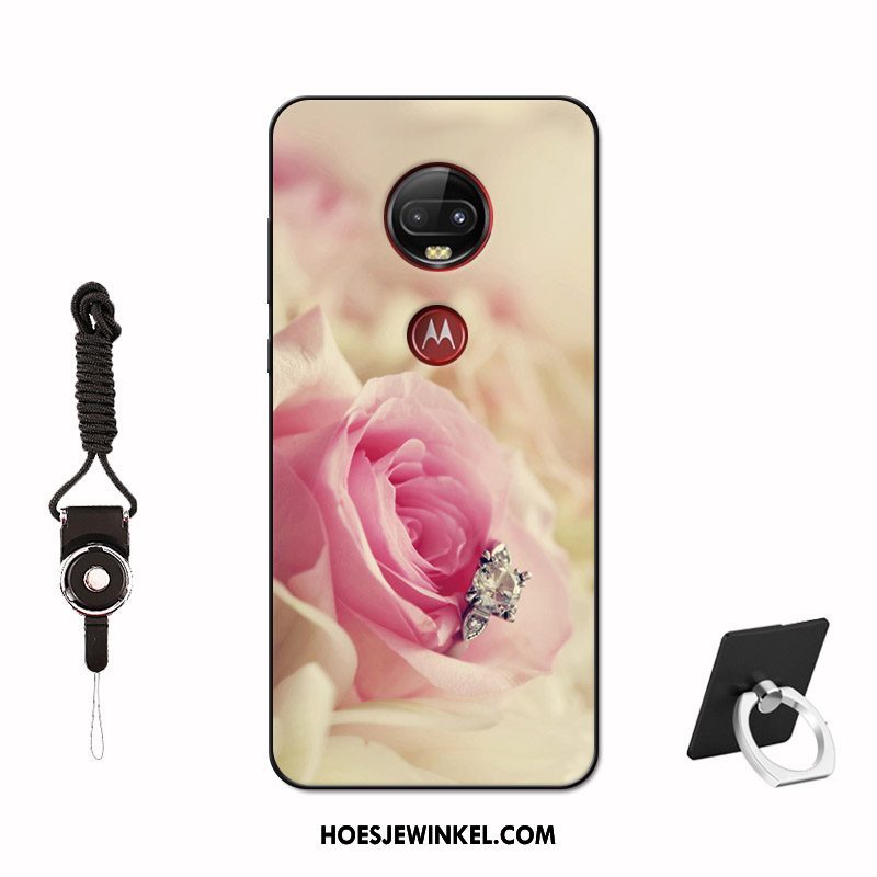 Moto G7 Plus Hoesje Siliconen Roze Geschilderd, Moto G7 Plus Hoesje Hemming Hoes