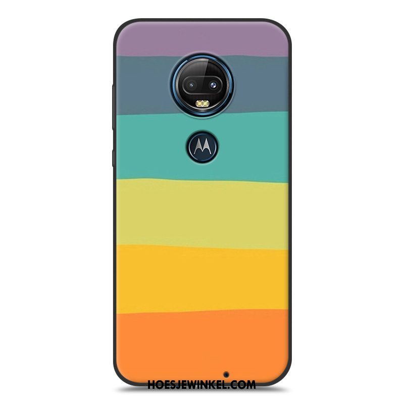 Moto G7 Plus Hoesje Zacht Spotprent Hoes, Moto G7 Plus Hoesje Scheppend Geel