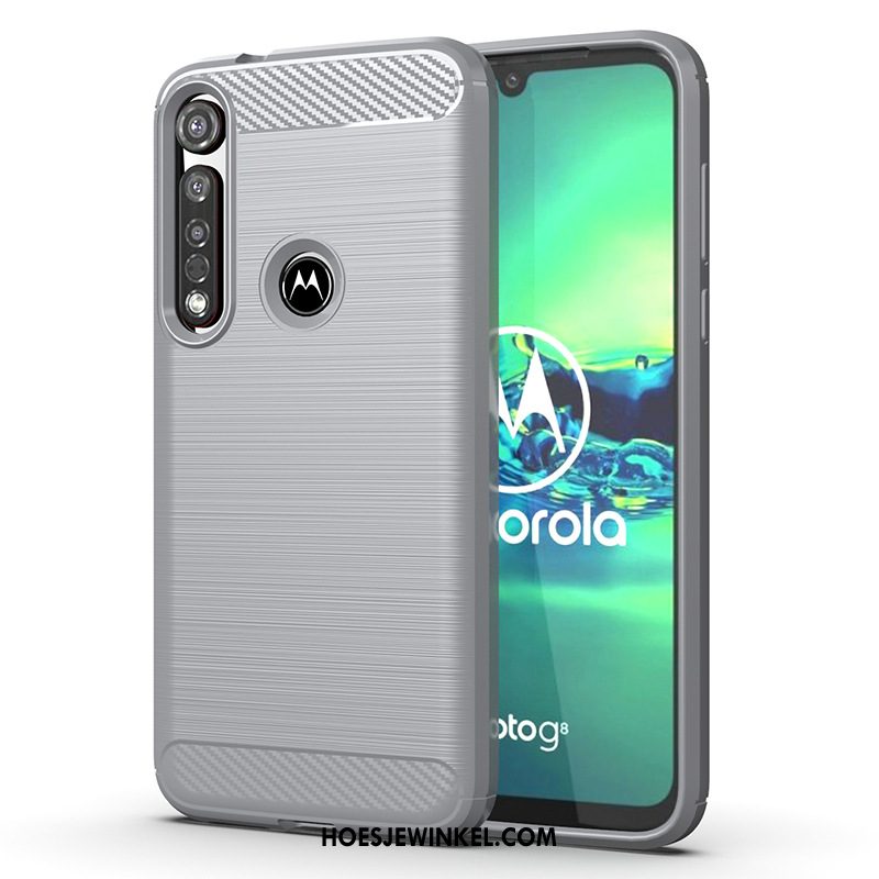 Moto G8 Plus Hoesje Anti-fall Hoes Siliconen, Moto G8 Plus Hoesje Mobiele Telefoon Grijs