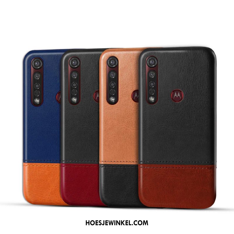 Moto G8 Plus Hoesje Bedrijf Hoes Scheppend, Moto G8 Plus Hoesje Leren Etui Twee Kleuren