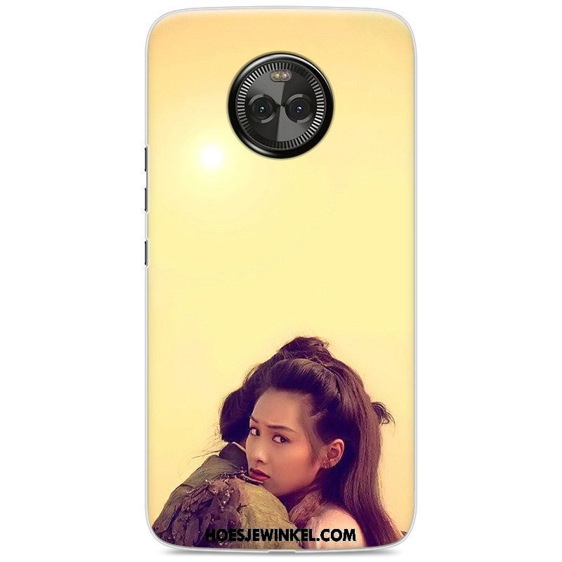 Moto X4 Hoesje Chinese Stijl Scheppend All Inclusive, Moto X4 Hoesje Bescherming Geel Beige