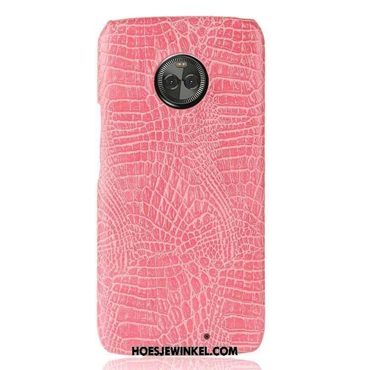 Moto X4 Hoesje Hoes Hard Krokodillenleer, Moto X4 Hoesje Rood Bescherming