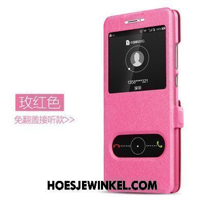 Moto Z2 Play Hoesje Roze Bescherming Leren Etui, Moto Z2 Play Hoesje Hoes Folio