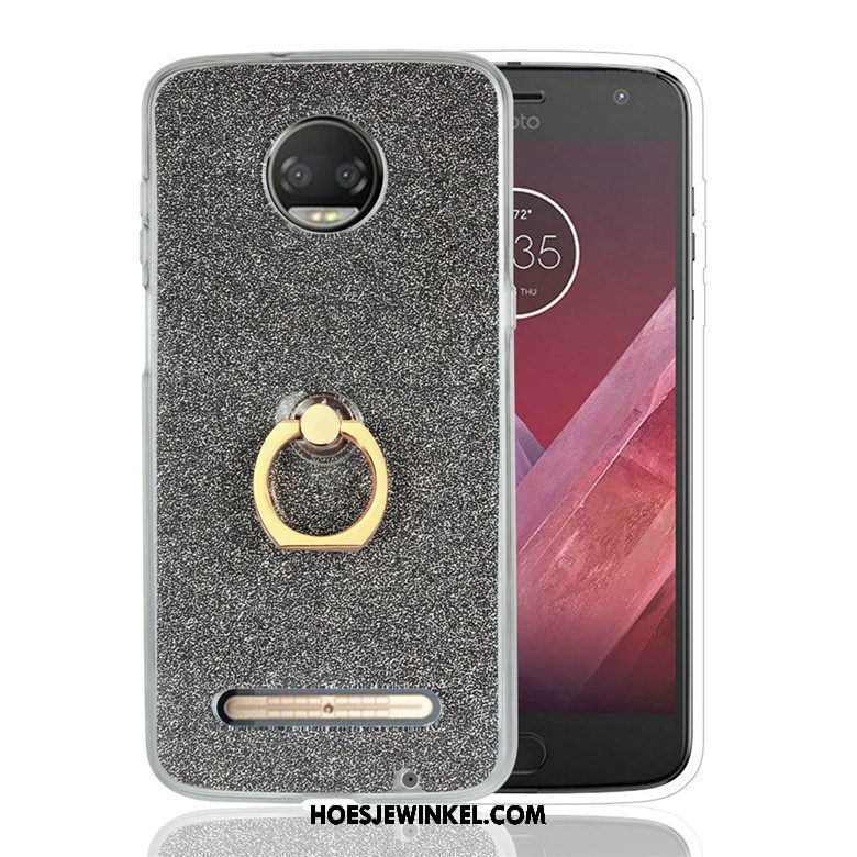 Moto Z3 Play Hoesje Zwart Siliconen Ring, Moto Z3 Play Hoesje Ondersteuning Mobiele Telefoon