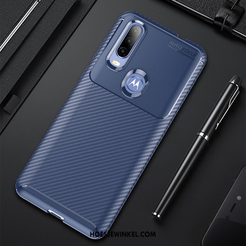 Motorola One Action Hoesje Donkerblauw Hoes Zacht, Motorola One Action Hoesje Anti-fall All Inclusive