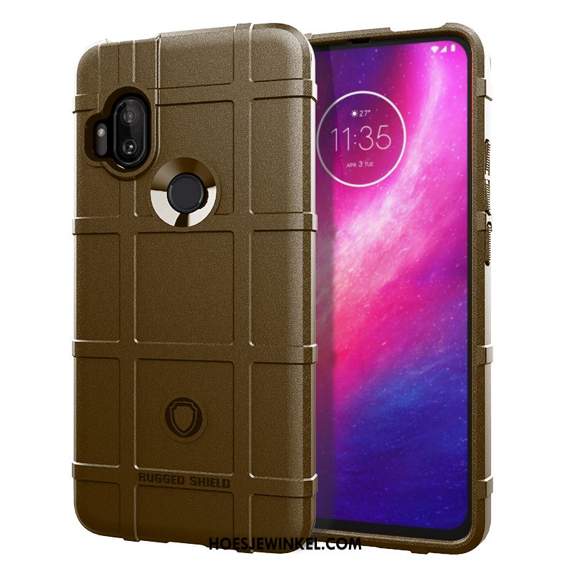 Motorola One Hyper Hoesje Hoes Mobiele Telefoon Eenvoudige, Motorola One Hyper Hoesje Anti-fall Hemming Braun