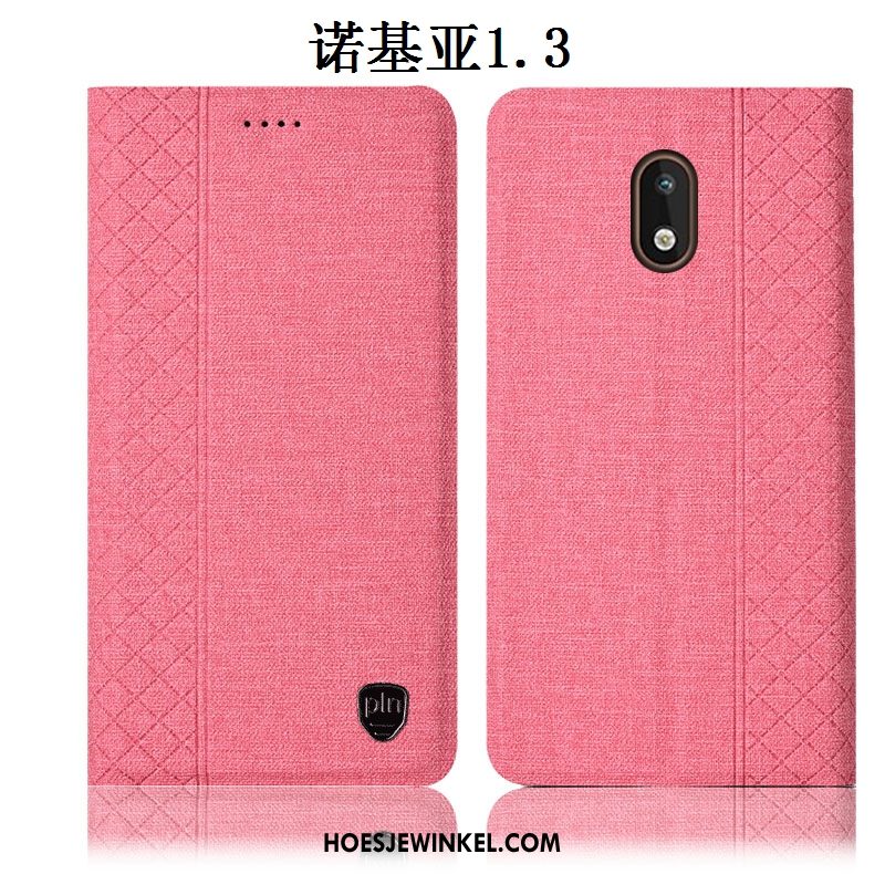 Nokia 1.3 Hoesje Hoes Anti-fall Roze, Nokia 1.3 Hoesje Katoen En Linnen All Inclusive