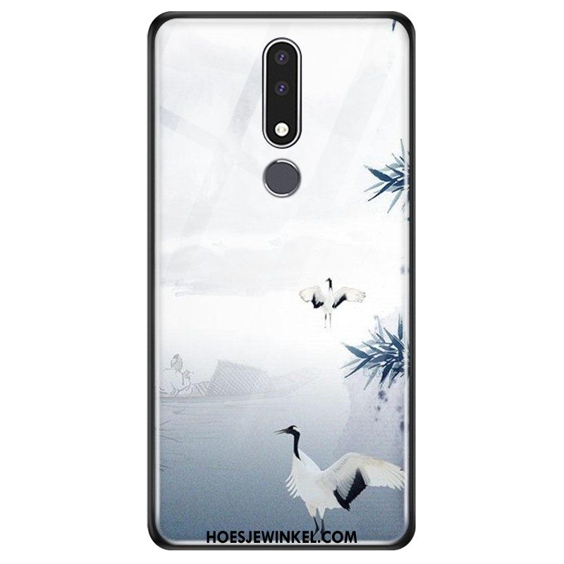 Nokia 3.1 Plus Hoesje Bescherming Glas Hoes, Nokia 3.1 Plus Hoesje Wind Blauw