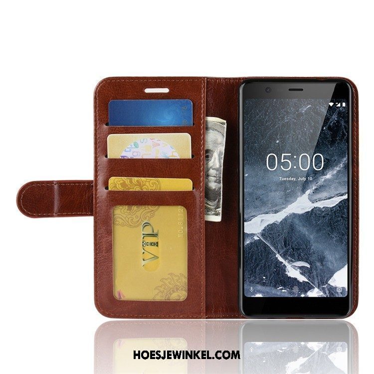 Nokia 5.1 Hoesje Folio Anti-fall Hoes, Nokia 5.1 Hoesje Mobiele Telefoon Bescherming Braun