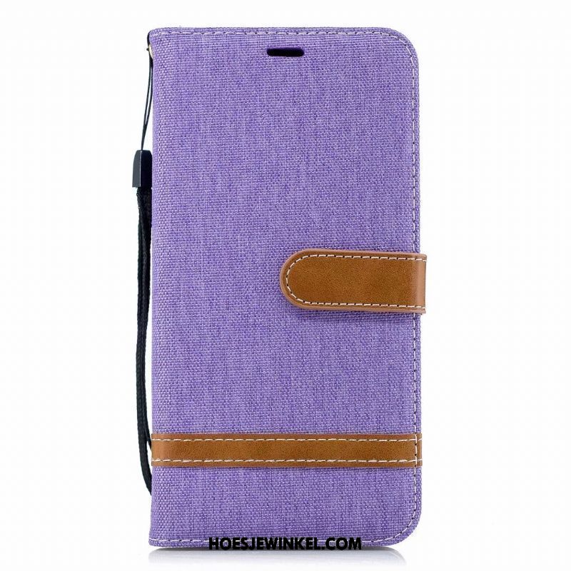 Nokia 5.1 Hoesje Purper Leren Etui Gemengde Kleuren, Nokia 5.1 Hoesje Anti-fall Clamshell