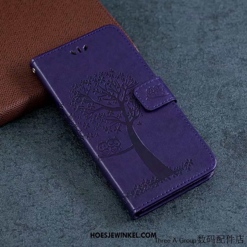 Nokia 5.3 Hoesje Leren Etui Siliconen Kat, Nokia 5.3 Hoesje All Inclusive Purper