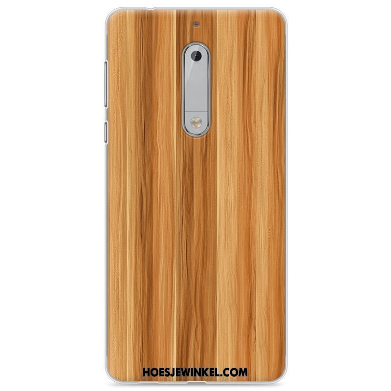 Nokia 5 Hoesje All Inclusive Anti-fall Hout, Nokia 5 Hoesje Zacht Geschilderd Braun