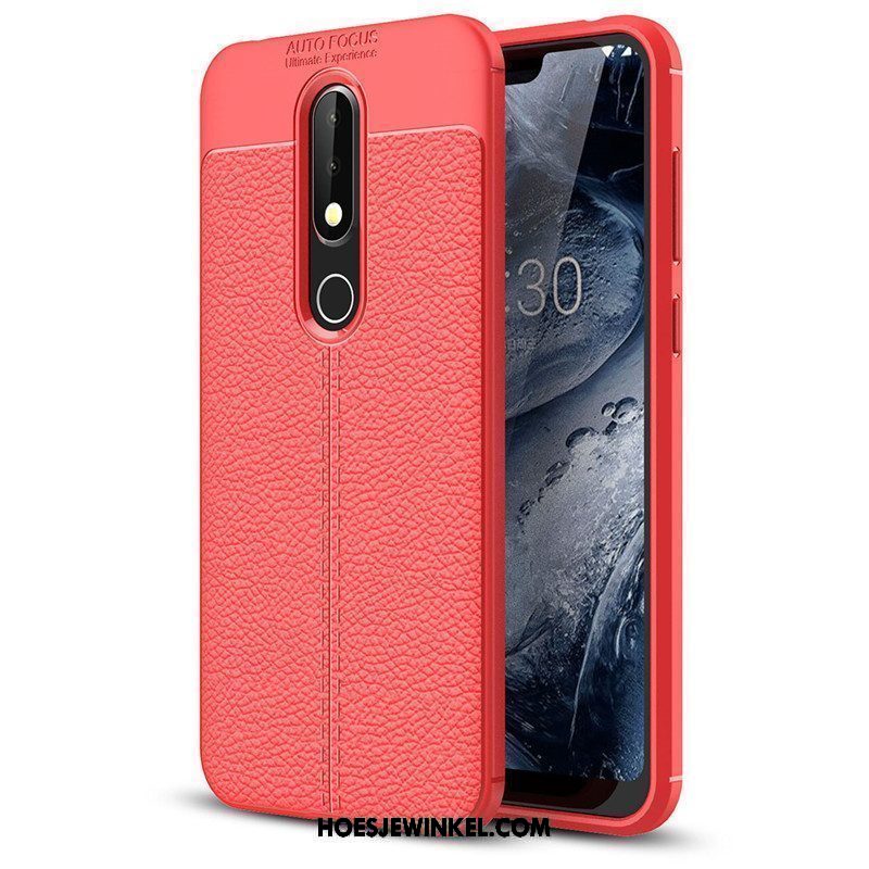 Nokia 6.1 Hoesje Bescherming Soort Aziatische Vrucht All Inclusive, Nokia 6.1 Hoesje Rood Zacht