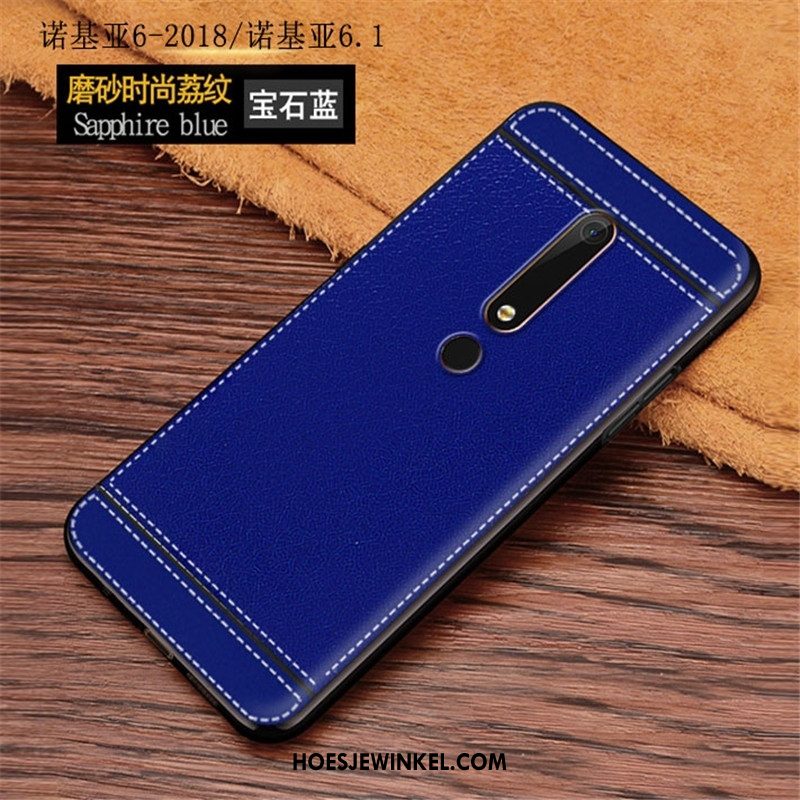 Nokia 6.1 Hoesje Soort Aziatische Vrucht Zacht All Inclusive, Nokia 6.1 Hoesje Leren Etui Blauw