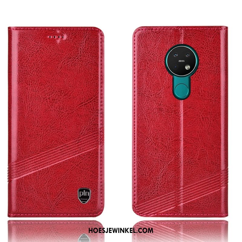 Nokia 6.2 Hoesje Leren Etui All Inclusive Folio, Nokia 6.2 Hoesje Rood Mobiele Telefoon