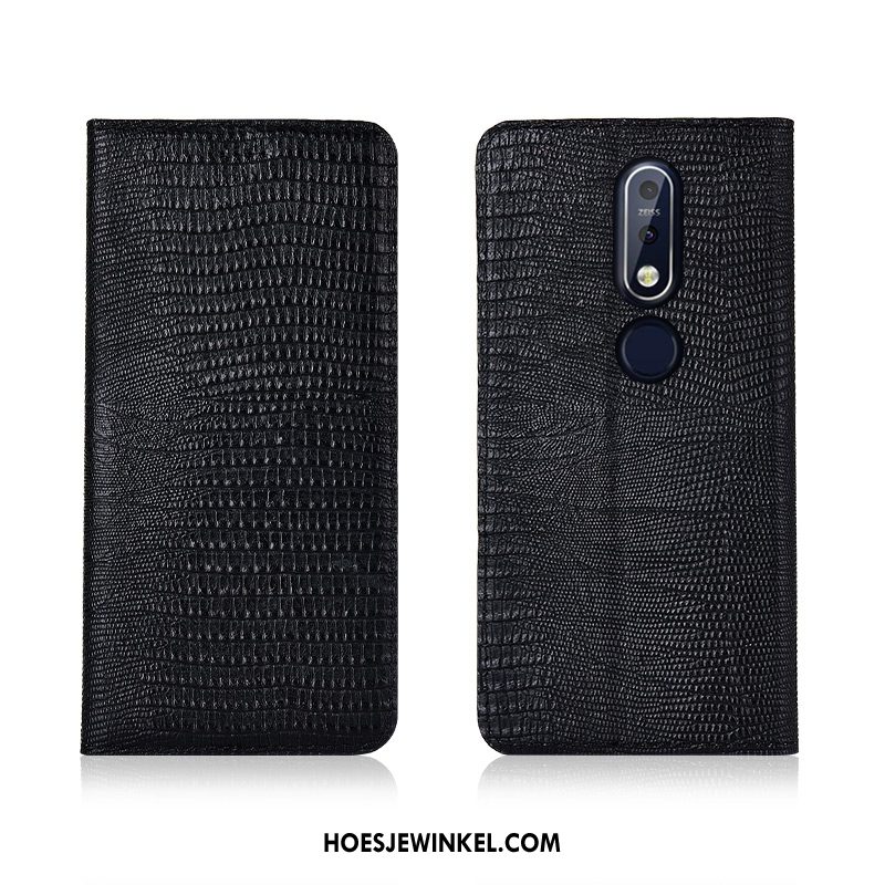 Nokia 7.1 Hoesje Clamshell Hoes Bescherming, Nokia 7.1 Hoesje Zacht Leren Etui