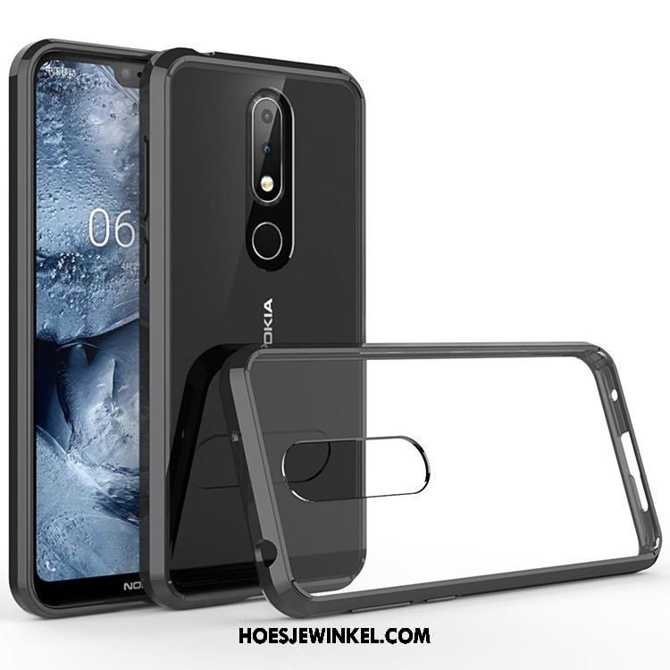 Nokia 7.1 Hoesje Mobiele Telefoon Bescherming Zwart, Nokia 7.1 Hoesje Hoes Omlijsting