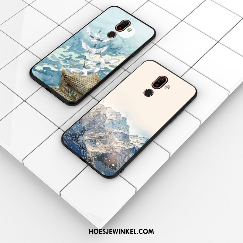 Nokia 7 Plus Hoesje Reliëf Bescherming Persoonlijk, Nokia 7 Plus Hoesje Siliconen Blauw