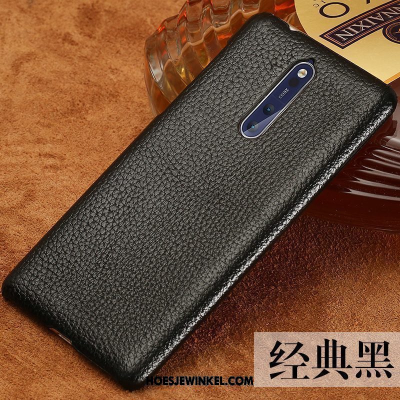 Nokia 8 Hoesje Omlijsting Leren Etui Trend, Nokia 8 Hoesje Anti-fall Dun