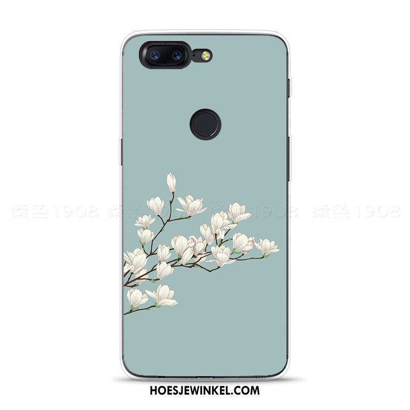 Oneplus 5t Hoesje Bloemen Vintage Groen, Oneplus 5t Hoesje Zacht Kunst