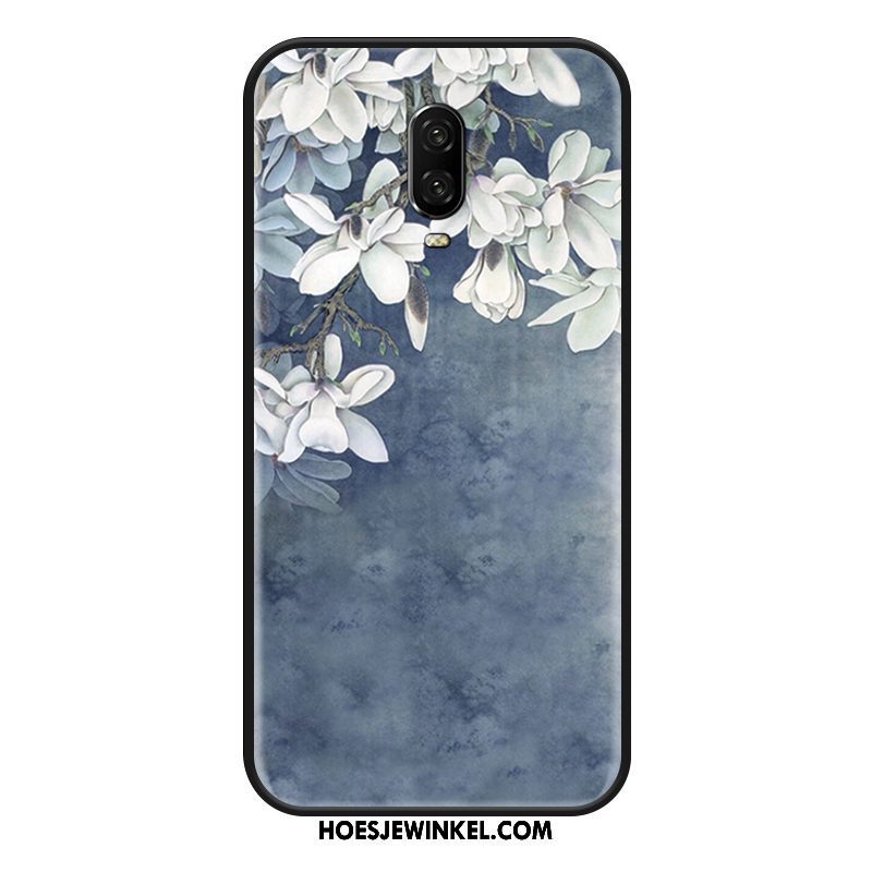 Oneplus 6t Hoesje Reliëf Mobiele Telefoon Blauw, Oneplus 6t Hoesje Persoonlijk Bloemen