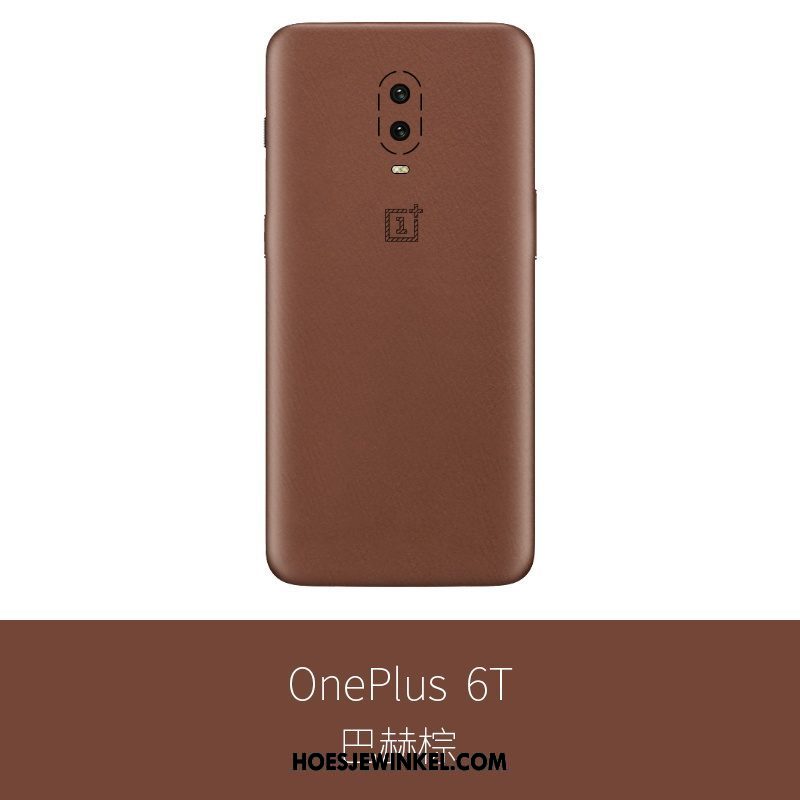 Oneplus 6t Hoesje Skärmskydd Schrobben Hoes, Oneplus 6t Hoesje Echt Leer Mobiele Telefoon Braun