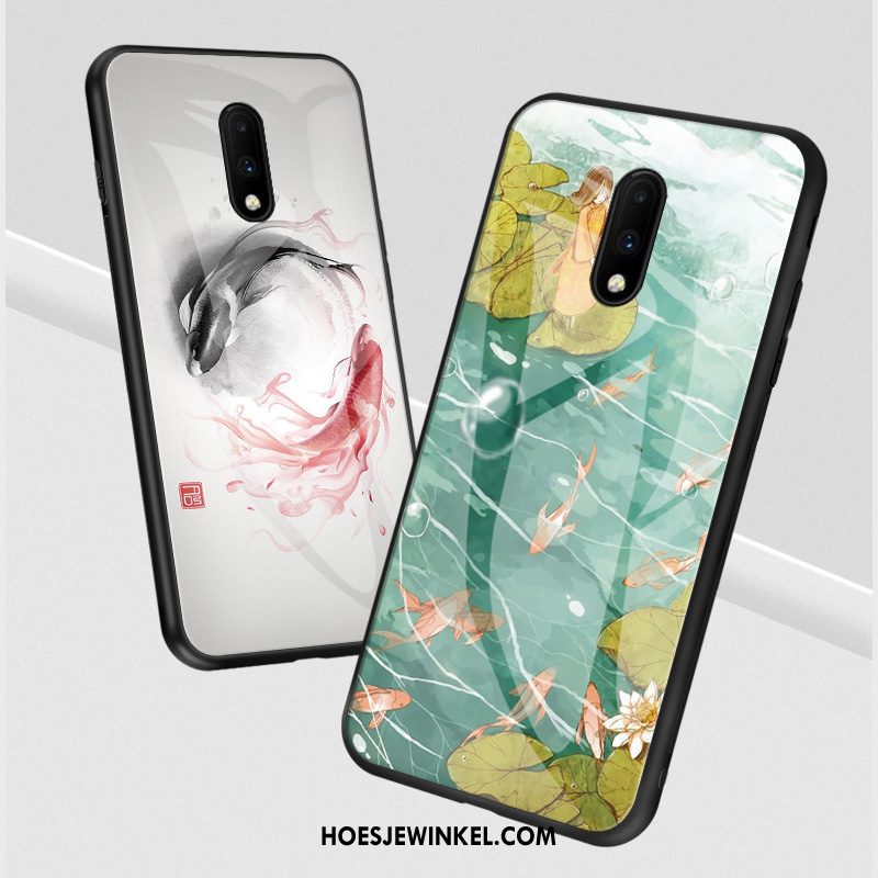 Oneplus 7 Hoesje Anti-fall Chinese Stijl Mobiele Telefoon, Oneplus 7 Hoesje Glas Spiegel