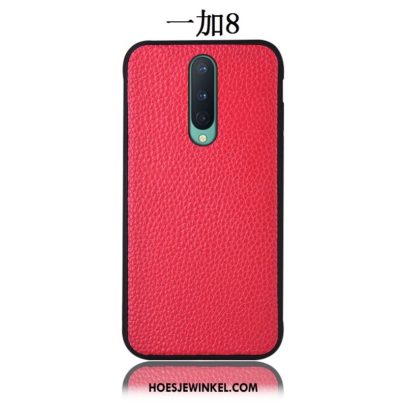 Oneplus 8 Hoesje All Inclusive Anti-fall Leren Etui, Oneplus 8 Hoesje Rood Mobiele Telefoon