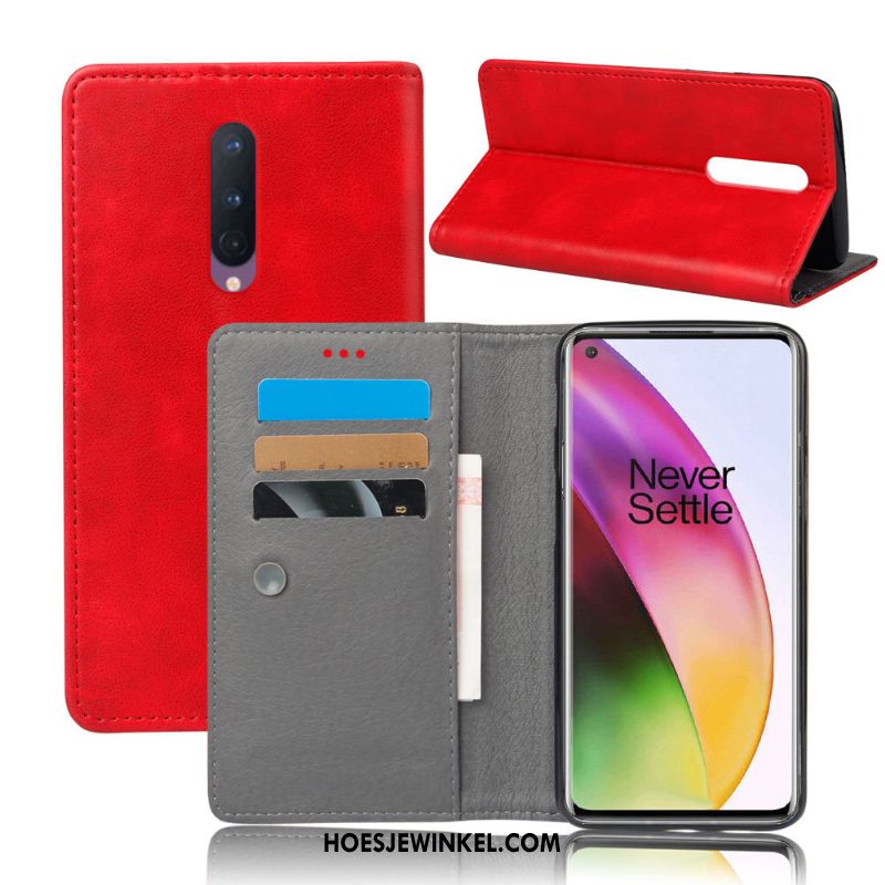 Oneplus 8 Hoesje Hoes Folio Kaart, Oneplus 8 Hoesje Rood All Inclusive