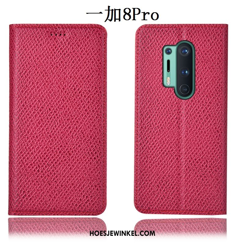 Oneplus 8 Pro Hoesje Anti-fall Mesh Bescherming, Oneplus 8 Pro Hoesje Leren Etui Patroon