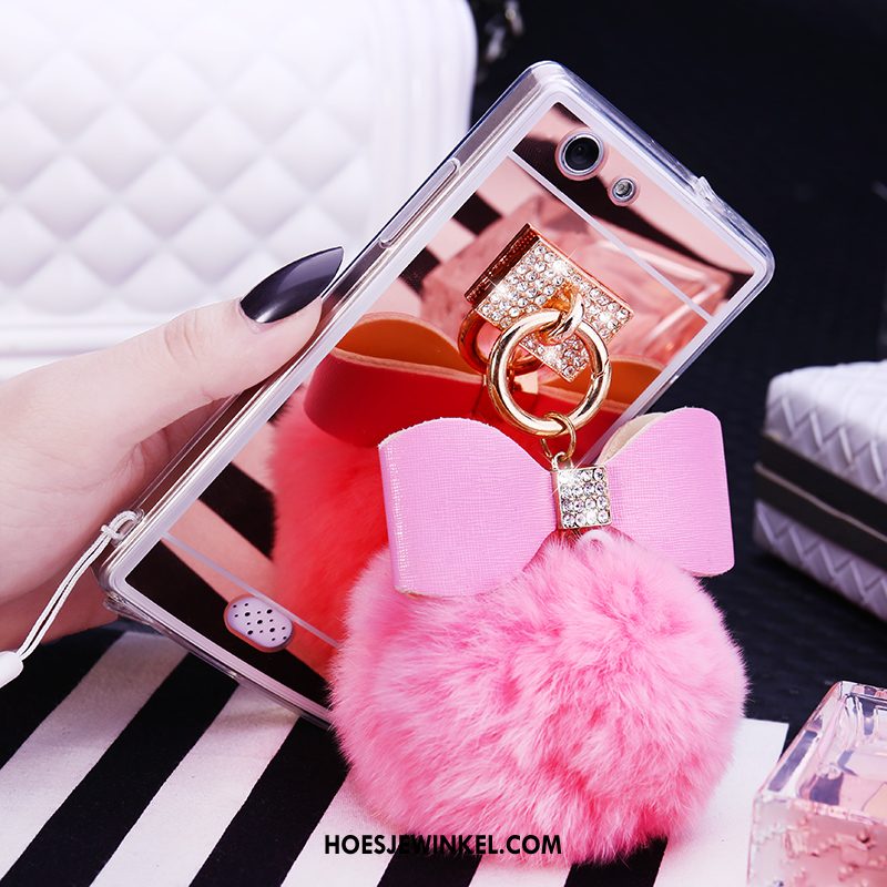 Oppo A31 Hoesje Met Strass Pompom Roze, Oppo A31 Hoesje Siliconen Mobiele Telefoon