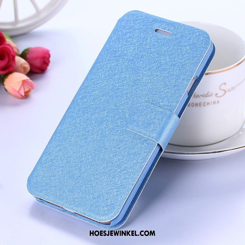 Oppo A3s Hoesje Blauw Leren Etui Clamshell, Oppo A3s Hoesje Mobiele Telefoon Anti-fall