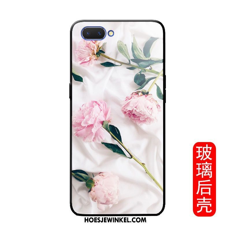 Oppo A3s Hoesje Bloemen Roze Trend, Oppo A3s Hoesje Siliconen Mini