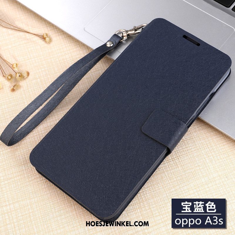 Oppo A3s Hoesje Nieuw Leren Etui Hanger, Oppo A3s Hoesje Clamshell Anti-fall