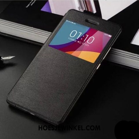 Oppo A5 2020 Hoesje Mobiele Telefoon Anti-fall Zwart, Oppo A5 2020 Hoesje Achterklep Open Het Venster