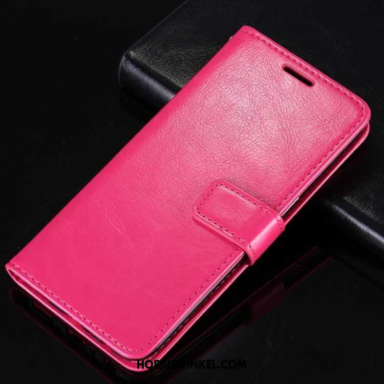 Oppo A5 Hoesje Anti-fall Rood Leren Etui, Oppo A5 Hoesje Clamshell Zacht