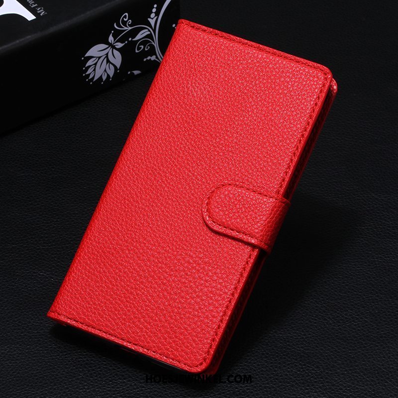 Oppo A5 Hoesje Rood Bescherming Hoes, Oppo A5 Hoesje Mobiele Telefoon Leren Etui