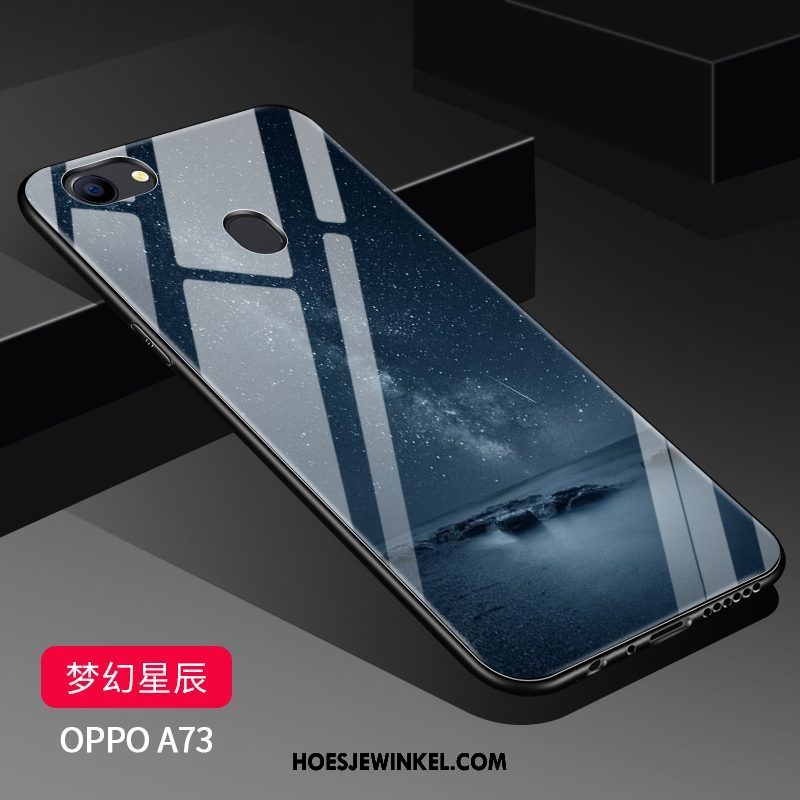 Oppo A73 Hoesje Spotprent Schrobben Bescherming, Oppo A73 Hoesje Glas Zacht