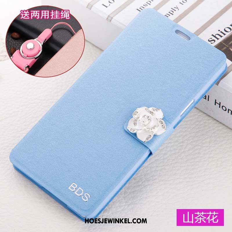 Oppo A83 Hoesje Bescherming Folio Leren Etui, Oppo A83 Hoesje Anti-fall Blauw