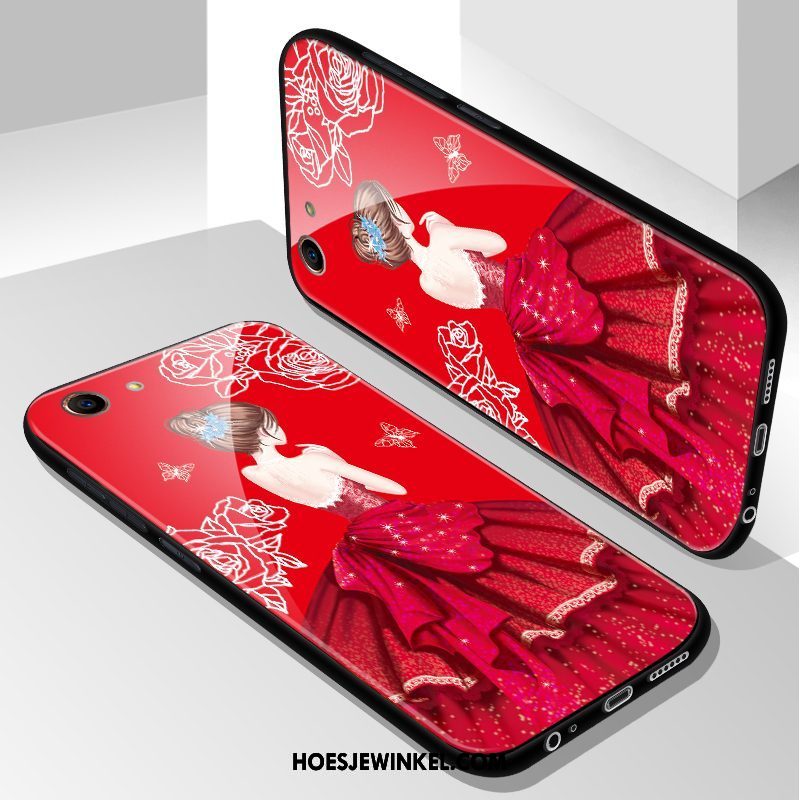 Oppo A83 Hoesje Rood Glas Spotprent, Oppo A83 Hoesje Persoonlijk All Inclusive