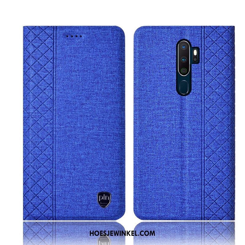 Oppo A9 2020 Hoesje All Inclusive Bescherming Katoen En Linnen, Oppo A9 2020 Hoesje Anti-fall Blauw