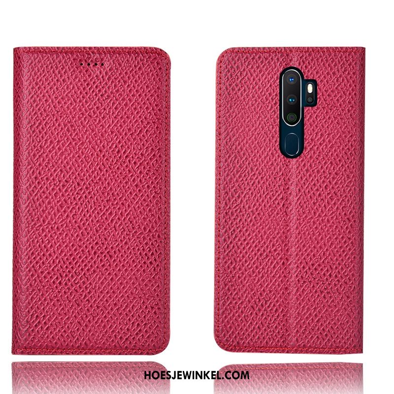 Oppo A9 2020 Hoesje Leren Etui Mesh Anti-fall, Oppo A9 2020 Hoesje Mobiele Telefoon All Inclusive