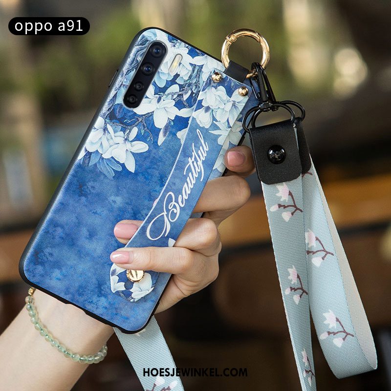 Oppo A91 Hoesje Eenvoudige Trend All Inclusive, Oppo A91 Hoesje Vers Blauw