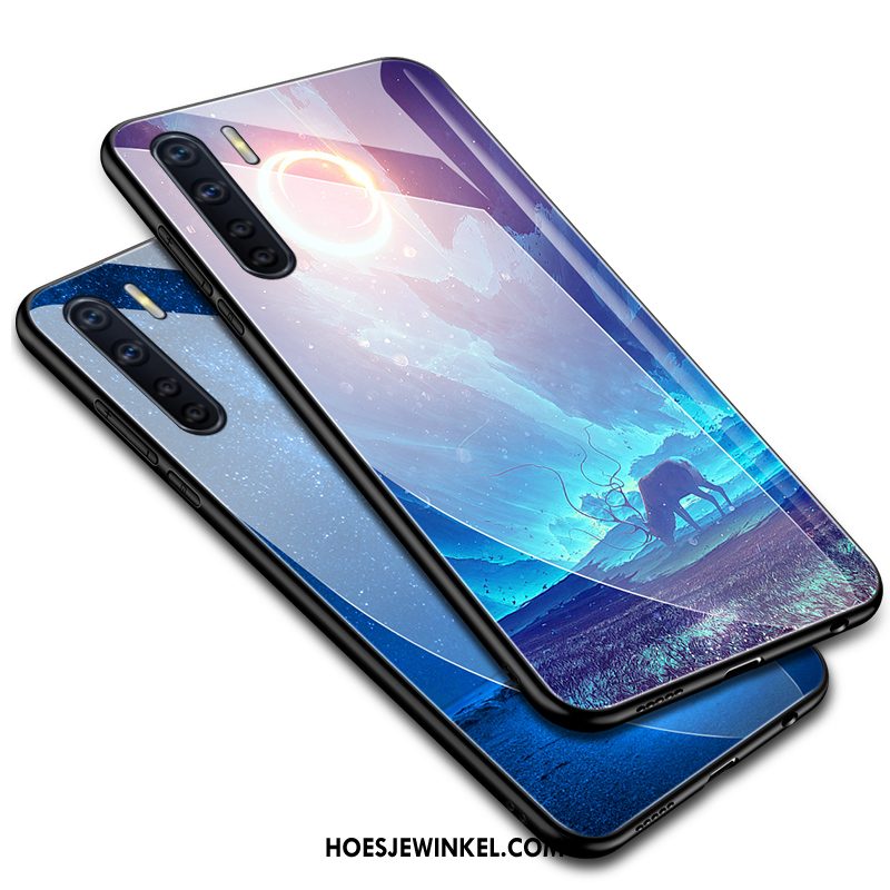 Oppo A91 Hoesje Sterrenhemel Scheppend Glas, Oppo A91 Hoesje Wind Trendy Merk