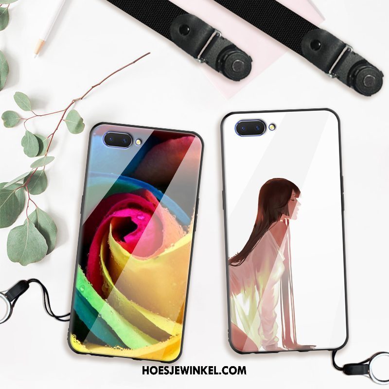 Oppo Ax5 Hoesje Glas Wit Hoes, Oppo Ax5 Hoesje Spotprent Mobiele Telefoon