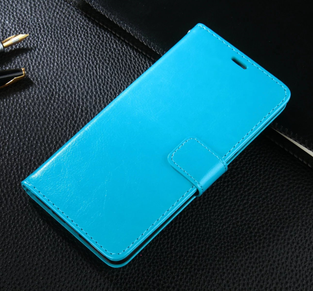 Oppo Ax5 Hoesje Leren Etui Clamshell Hoes, Oppo Ax5 Hoesje Blauw Portemonnee