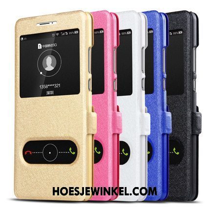 Oppo F5 Hoesje Clamshell Bescherming Goud, Oppo F5 Hoesje Leren Etui Hoes