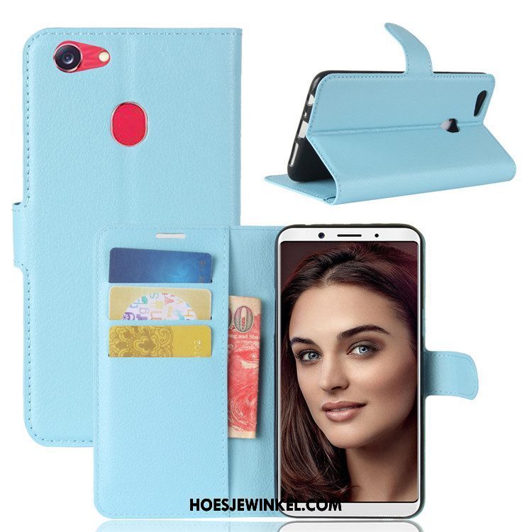 Oppo F5 Hoesje Patroon Blauw Leren Etui, Oppo F5 Hoesje Ondersteuning Soort Aziatische Vrucht