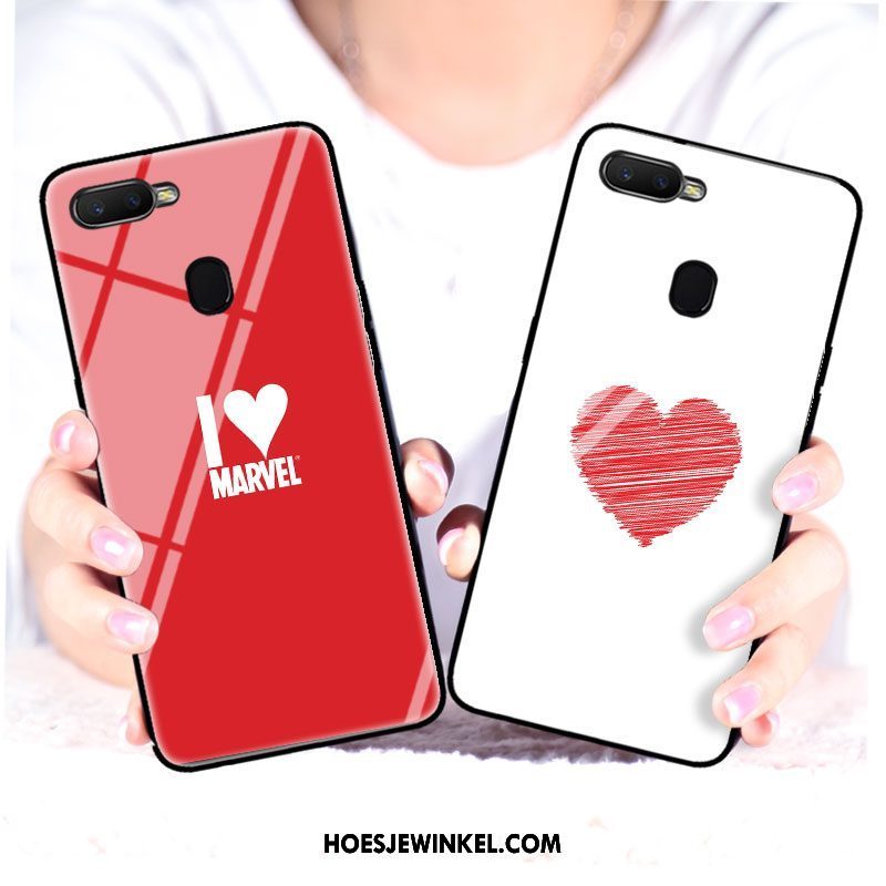 Oppo F9 Hoesje All Inclusive Rood Wit, Oppo F9 Hoesje Kunst Mobiele Telefoon