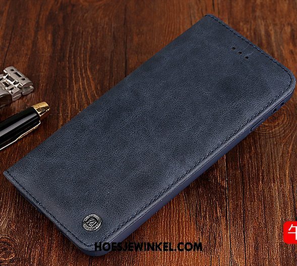 Oppo F9 Starry Hoesje Folio Donkerblauw Leren Etui, Oppo F9 Starry Hoesje All Inclusive Anti-fall